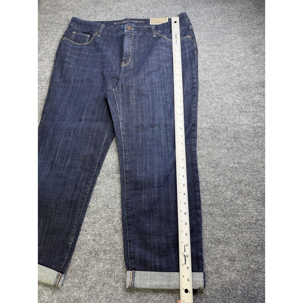 So Slimming By Chico's Women's Dark Wash Girlfriend Crop Blue Jeans Size 3 (XL) - Picture 6 of 13